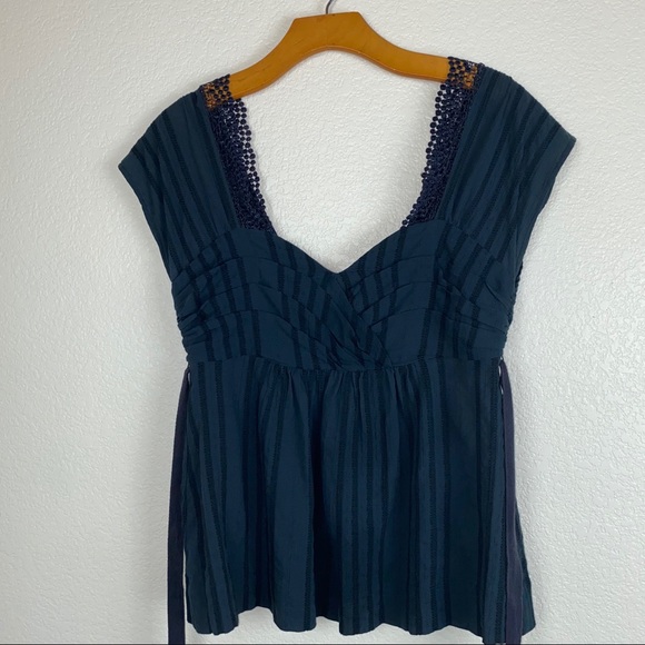 Anthro Edém & Esyllte Babydoll Peplum Blouse Top - Picture 8 of 12